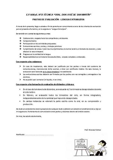 Foto de Inglés - 14/03/2023 - 2do B. Criterios de evaluación