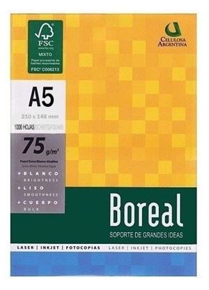 Foto de Resma A5 75 g Boreal 1000 hojas