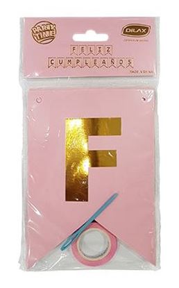 Foto de Banderín Feliz cumpleaños rosa