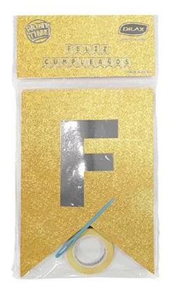 Foto de Banderín Feliz cumpleaños glitter dorado