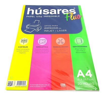 Foto de Hojas especiales Húsares A4 flúo 125g x20