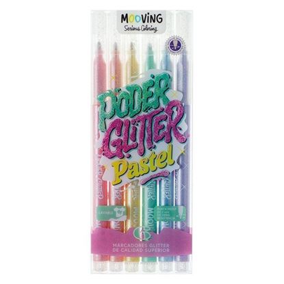 Foto de Marcadores al agua Mooving glitter pastel x6